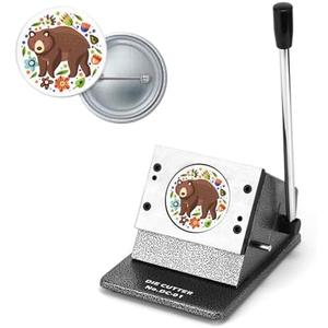 QWORK 2.28" 58mm Button Paper Cutter, Graphic Punch Die Cutter, Heavy-Duty Metal Badge Cutting Machine Stamp Card Button Maker - Precision Steel Cutter for ≥1 Million Cuts