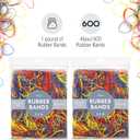 2 Pack Colored Rubber Bands - 1lb Total (2 Pack of 0.5 lb) Large Rubber Bands Assorted Size and Color for Office Supplies, Arts & Crafts or DIY Projects - Multipurpose Color Elastic Bands Assortment