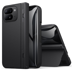 BXYJY for Google Pixel 10 Pro Fold Case, Front Privacy Screen Protector, Slim with Stand, Hinge Protection, Rugged Hard Full Body Cover, Daily Drop Protective Phone Case for Pixel 10 Pro Fold, Black