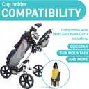 Golf Push Cart Cup Holder Compatible with Clicgear, Sun Mountain, Bagboy and More. Golf Push Cart Accessories- Large Size