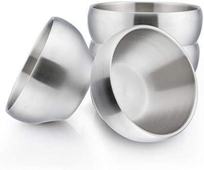 HaWare Heavy 18/8(304) Stainless Steel Bowls (Double Walled), 12 oz Kids Toddlers Feeding/Soup/Snacks Bowls, Unbreakable and Dishwasher Safe (4 Pack)
