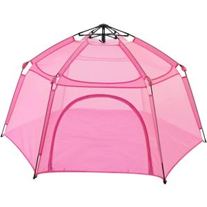 Alvantor® Pop Up Playpen 7'x7'x44”Baby Playpens Large Kids Play Tent Portable, Foldable Playpen Indoor/Outdoor Mesh Play Yard, Infant Mosquito Net, UV SPF 50+ Sunshade, Soft Foam Floor, Pink