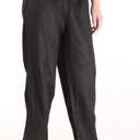 FTCayanz Women's Linen Harm Pants Summer Casual Cropped Pant Work Ankle Trousers with Pockets (Black, XL)