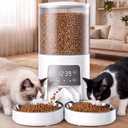 DUMOS 6L Automatic Cat Feeder for 2 Cats, Timed Pet Food Dispenser, White