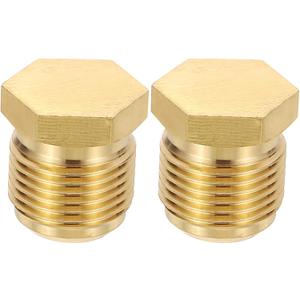 PATIKIL 5/8" Brass Flared Plug, 2 Pack 45 Degree SAE Seal Tube Fitting Hex Pipe Fittings for Air Conditioner Refrigeration, Brass Tone