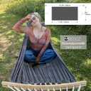 GOCAN Double Hammock 2 Person Extra Large 220x150cm Total Length 330cm Load 500lb Canvas Cotton Hammock for Patio Porch Garden Backyard Lounging Outdoor and Indoor with Removable Spreader bar