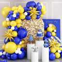 Blue and Yellow Balloon Arch Kit, Royal Blue White Yellow Balloon Garland Kit Latex Baloons with 4D Foil Star Balloons for Baby Shower Anniversary Birthday Wedding Graduation Office Party DIY