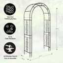 Plow & Hearth Arch Metal Outdoor Garden Arbor 7 Feet Tall Black Iron Trellis for Climbing Plants Outdoor, Wedding Party Arch, Outdoor Patio Decor, 84 inches tall x 45 inches wide x 16 inches deep