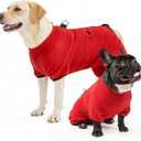 SCENEREAL Fleece Dog Coat Sweaters with Harness Built in, Soft Pullover Dog Pajamas with Zip Boys Girls, Christmas Cold Weather Pet Jacket Clothes Outfits for Puppy Small Medium Large Dogs, Red M (Medium(Back Length 16.5"))