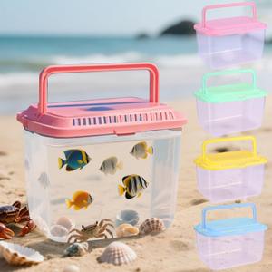 Beach Aquarium,4Pcs Small Fish Transport Container, Fun Portable Fish Tank