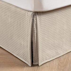 MIYE Pleated Waffle Weave Bed Skirt, Tailored Dust Ruffle 12 Inch Drop Easy Fit, Machine Washable,No Split Corners (Beige, King - 12" Drop)