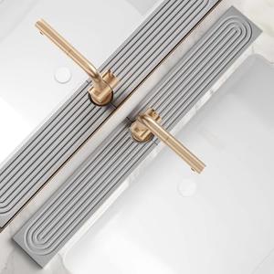 eormoe 30 inch Kitchen Faucet Absorbent Mat - Diatomaceous Earth Splash Guard for Sink Faucet, Aesthetic Water Absorbing Stone Tray in The Modern Home(Grey, 30" x 3.9")