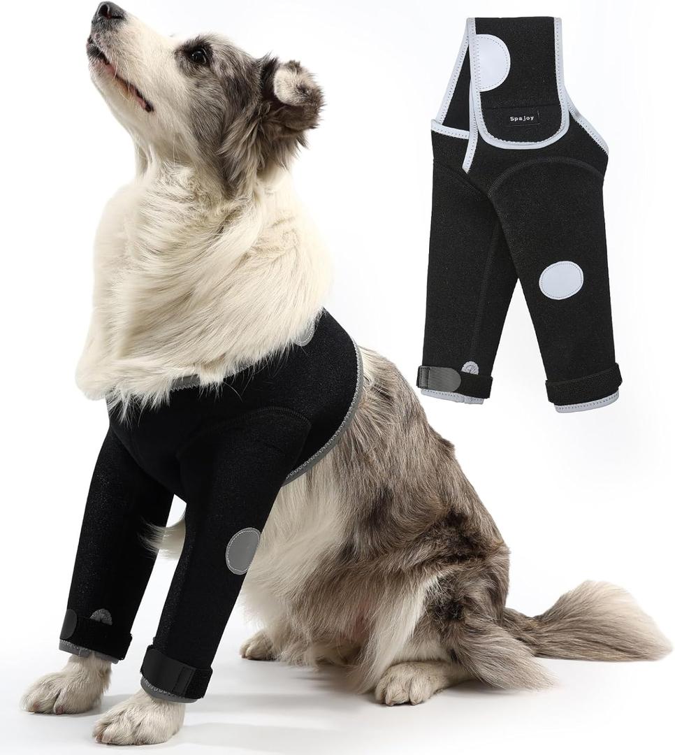 Dog Recovery Suit, Medical Cone Alternative, Abrasion Resistant Dog Recovery Sleeve, Washable 3mm Thick and Waterproof, Pet Wounds Prevent Licking, Bite, Being Wet, and Keep Dry (XL, Front Both Leg Sleeves)