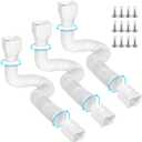 3 Pack Flexible Gutter Downspout Extensions Extendable from 21" to 67", Downspout Extender Comes with Adapters, Thickened Down spout Drain Extension for Rainwater Drainage(White)