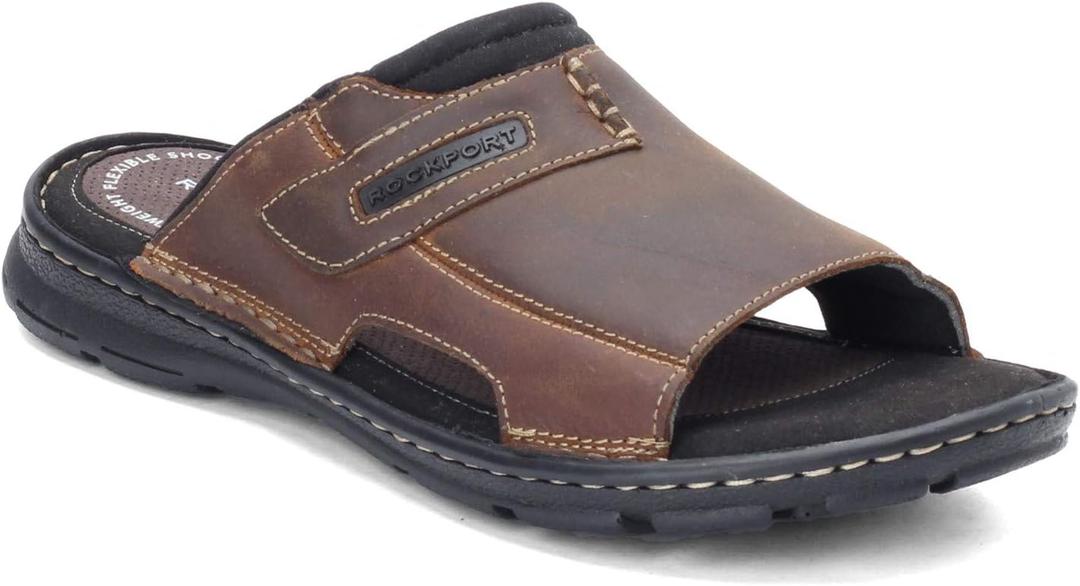 Rockport Men's Darwyn 2 Slide Sandal (9, Brown Ii Leather)