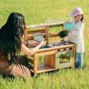 ROBUD Mud Kitchen for Kids Outdoor, Wooden Kids Mud Kitchen with Removable Sink, Planting Cup, Oven, Chalkboard, Utensils & Storage, Green Outdoor Play Kitchen for Ages 3+