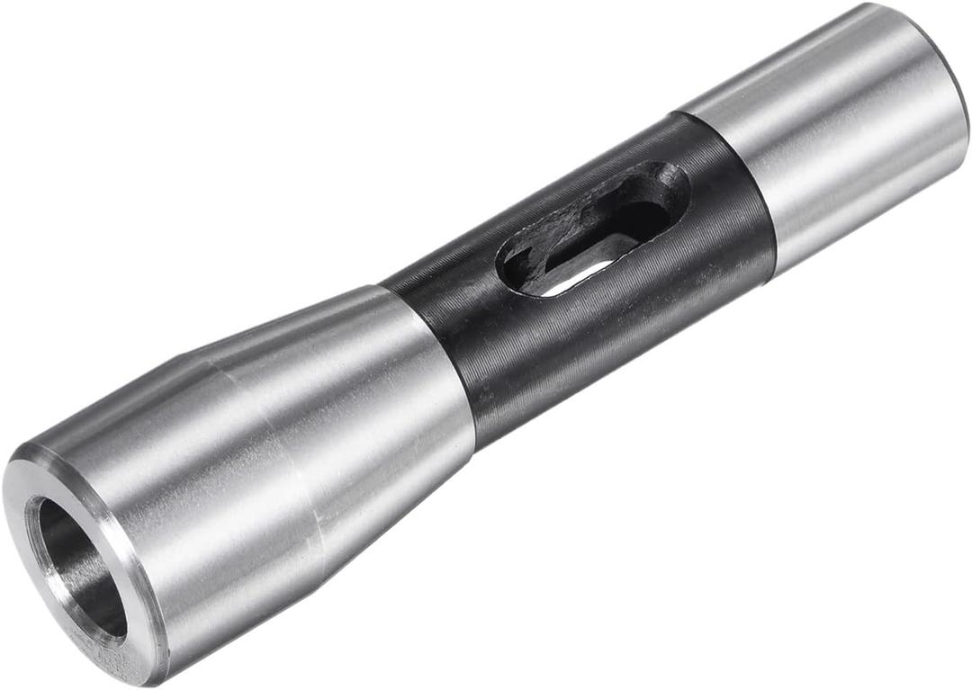 uxcell R8 Shank to MT2 Morse Taper Sleeve Chuck Arbor Reducing Adapter for Lathe Milling Drill 7/16-20UNF Thread 45# Steel