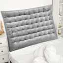 Threehoney College Dorm Headboard Twin XL Velvet Ultra Thick Cushion Tufted Headboard with Wall Hooks for College Dorm Room Bed Decor, 39.25" x 34" x 3.15"(Gray)