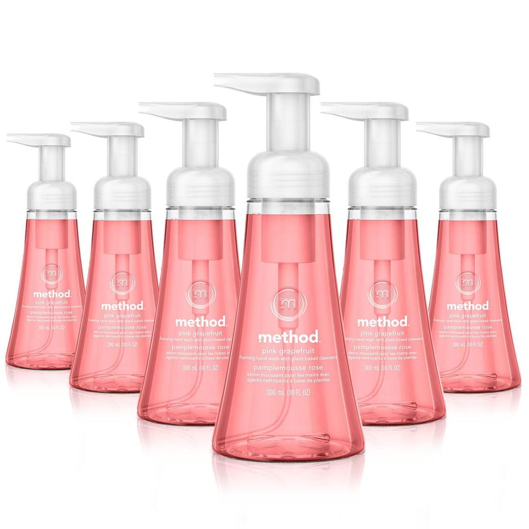 Method Foaming Hand Soap, Pink Grapefruit, 10 fl oz, Biodegradable Formula, (Pack of 5)