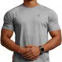 Casual Short Sleeve Crew Neck Classic Wicking Breathable Fitness Muscle Athletic T Shirts Mens, Large