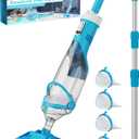 Cordless Pool Vacuum with Telescopic Pole, 18.5 GPM Powerful Suction, 1.5H Supercharge Technology, Handheld Pool Vacuum Cleaner for Above Ground/Inground Pools, Hot Tubs, Sky Blue