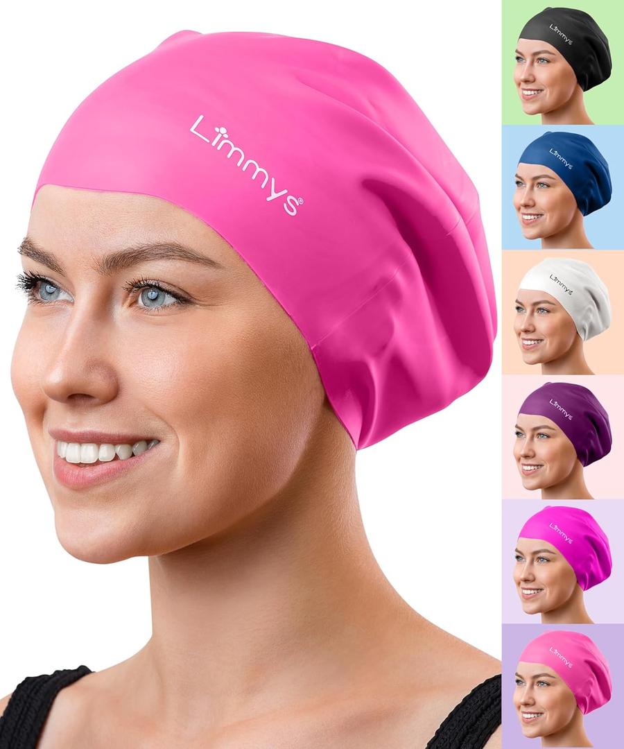 Limmys Premium Swim Cap for Women with Long Hair  Soft Silicone Swimming Cap for Women  Comfortable, Extra Room Fit, Chlorine Resistant & Hypoallergenic  Trusted by Swimmers Worldwide (Medium, Pink)