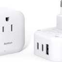 2 Pack European Travel Plug Adapter, US to Europe Plug Adapter with 3 Outlets 3 USB Charging Ports(2 USB C), Type C Adapter Travel Essentials to Most Europe EU Spain Italy France Germany Iceland