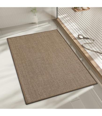 chakme Bathroom Rugs Mat 24x17, Ultra Thin Non Slip Bath Mat Small Quick Dry Absorbent Bath Mat for Bathroom Floor, (Dark Beige, 24"x17")