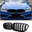 F10 Grille Front Kidney Grill For BMW 5er F10 F11 M5 2010 2011 2012 2013 2014 2015 2016 2017 Double Slats ABS Gloss Black Grills 2Pcs (For 5er F10 2010-2017)