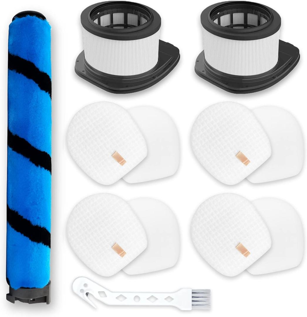 Leemone Kucbraly IZ462H Filter Replacements for Shark IZ462H IZ483H IZ482H IZ440H Vertex Cordless Stick Vacuum Cleaner, 2 Filters, 4 Foam & Felt Filters, 1 Brushroll, Part: XHF161H & 617FJ140, 12 Pack
