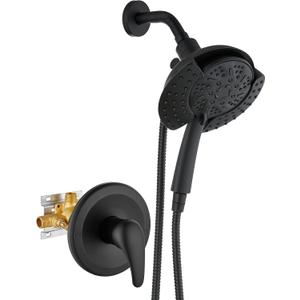 gotonovo Single-Handle Shower Faucet Set, Shower Trim Kit with 9-Spray 2-in-1 Dual Hand Held Shower Head with Hose, Wall Mounted Pressure Balancing Mixer Valve without Tub Spout Matte Black gotonovo Single-Handle Shower Faucet Set, Shower Trim Kit with 9-Spray 2-in-1 Dual Hand Held Shower Head with Hose, Wall Mounted Pressure Balancing Mixer Valve without Tub Spout Matte Black