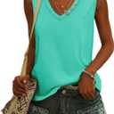 2 x CRAZY GRID Women's Tank Tops V Neck Casual Sleeveless Tops for Women 2025 Basic Trendy Tank Oversized Summer Blouses S-3XL (L)