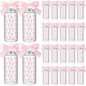 24 Pcs Pink Bow Plastic Cups Coquette Bow Aesthetic Cup with Lids and Straws 14 oz Reusable Cute Bow Plastic Tumbler with Ribbon Bow for Women Birthday Bridal Shower Wedding Party Supplies