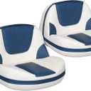 Leader Accessories Pro Casting Boat Seat Lean Pro Fishing High Back Bass Boat Seat (White Blue)