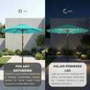 10FT Solar Lighted Patio Umbrella, Outdoor Table Market Umbrellas with Push Button Tilt and Crank, 32 LED Lights, 8 Sturdy Ribs, UV-Resistant for Deck, Garden, Pool