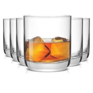 JoyJolt Faye Crystal Whiskey Glasses, Lowball Glasses Set of 6, 10oz Short Glass Tumbler, Double Old Fashioned Rocks Glass for Scotch or Bourbon, Dishwasher Safe Glassware