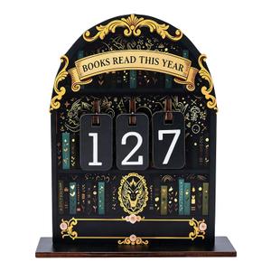 SKYJORMY Wooden Books Read Reading Tracker Sign, Black