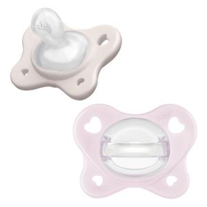 2 x Chicco PhysioForma Dual Soft Orthodontic Pacifier for Babies 2-6 Months, 100% Soft Silicone, Supports Breathing, One-Piece Design, Included Sterilizing Case, BPA Free, 2-Pack, Pearl/Ballet Slipper