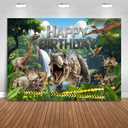 Mocsicka 7x5ft Dinosaur Birthday Backdrop Jurassic Party Decorations for Boy Dino Theme Photography Background Supplies (Green, 7x5ft(82"x60"))