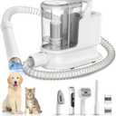 Dog Grooming Kit & Dog Grooming Vacuum, 12Kpa Suction Pet Vacuum Grooming Kit with Low Noise, 3 Suction Mode, 2L Capacity, 5 Pet Grooming Tools for Shedding Cat Hair, Home Cleaning (White)