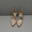 DREAM PAIRS Women's Coco High Heels Chunky Block Pumps Pointed Closed Toe Ankle Strap Dress Shoes (7.5, Nude)