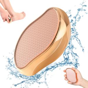 BEZOX Glass Foot File Callus Remover, Crystal Pedicure Foot Scrubber for Travel Use, Portable Handheld Sized Foot Scraper for Cracked Heel - Shinning Golden