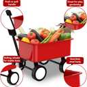 Qtioucp Kids Gardening Wheelbarrow Set, Metal & Wooden Garden Tools for Kids Ages 3-8, Real Wheelbarrows with Apron, Gloves & STEM Guide, Outdoor Backyard Garden Toy Gift