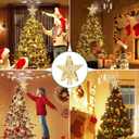 Mrrihand Christmas Tree Topper Lighted with 6 Projection Modes, Christmas Star Tree Topper Built-in LED Rotating Lights, Gold 3D Glitter Dynamic Projection for Christmas Tree Decorations