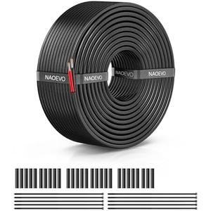 NAOEVO 20 Gauge Wire 2 Conductor Electrical Wire, 20 AWG Stranded PVC Cord, 12V Low Voltage/Tinned Copper/Flexible Cable for Automotive Wiring, Lamp Cord, Marine Cable (50FT)