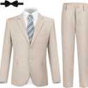JPF Boys Formal Suits Slim Fit 5 Piece Kids Suit Jacket Pants Set with Dress Shirt and Tie for Wedding Prom (3)