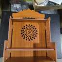 Temple Mandir for Home with Door | Wooden MDF, Assembly Required | Pooja Unit with Storage Space | LED Light and Wall Mounts | Pooja Mandir for Home Big Size 21.2x16.5x10.2 inch