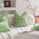 Neelvin Set of 2 Velvet Decorative Throw Pillow Covers 18x18 Inch Green Modern Luxury Cushion Covers Textured Pillow Cases for Living Room Home Decor Couch Sofa