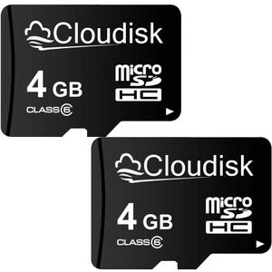 Pack of 2 Micro SD Card 4GB Flash Memory Card C6 Micro SDHC with SD Adapter (4 GB)