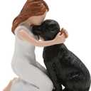 Love Black Dog Figurines Home Decor, Women and Lab Statue, Memorial Gifts for Dog Lovers, Sculpted Hand-Painted Figure
